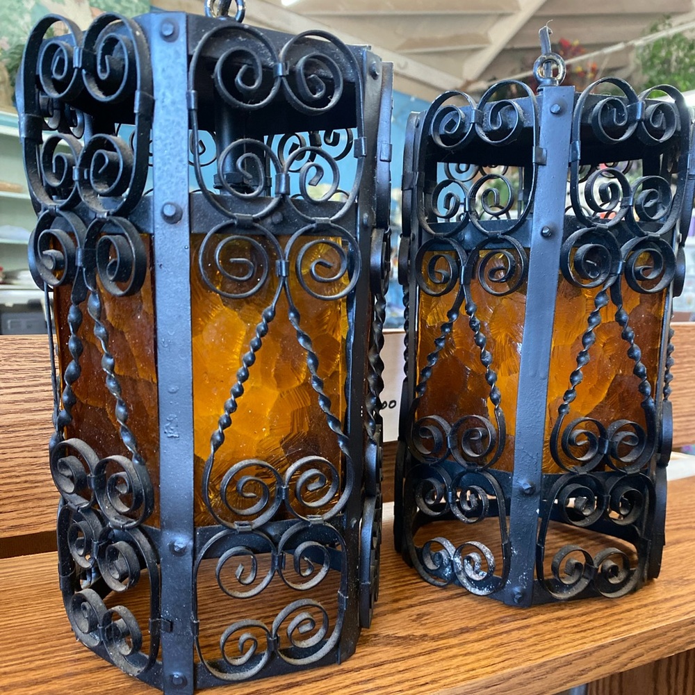 SOLD —- Vintage Mid Century Hexagonal Lamps